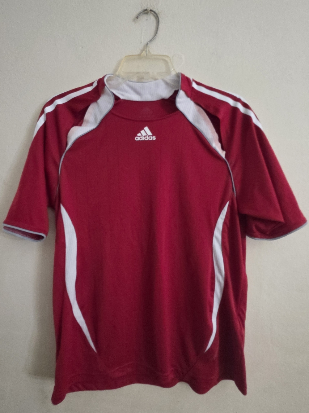 Adidas Women's Red and White Formotion  Short-Sleeve Athletic Jersey